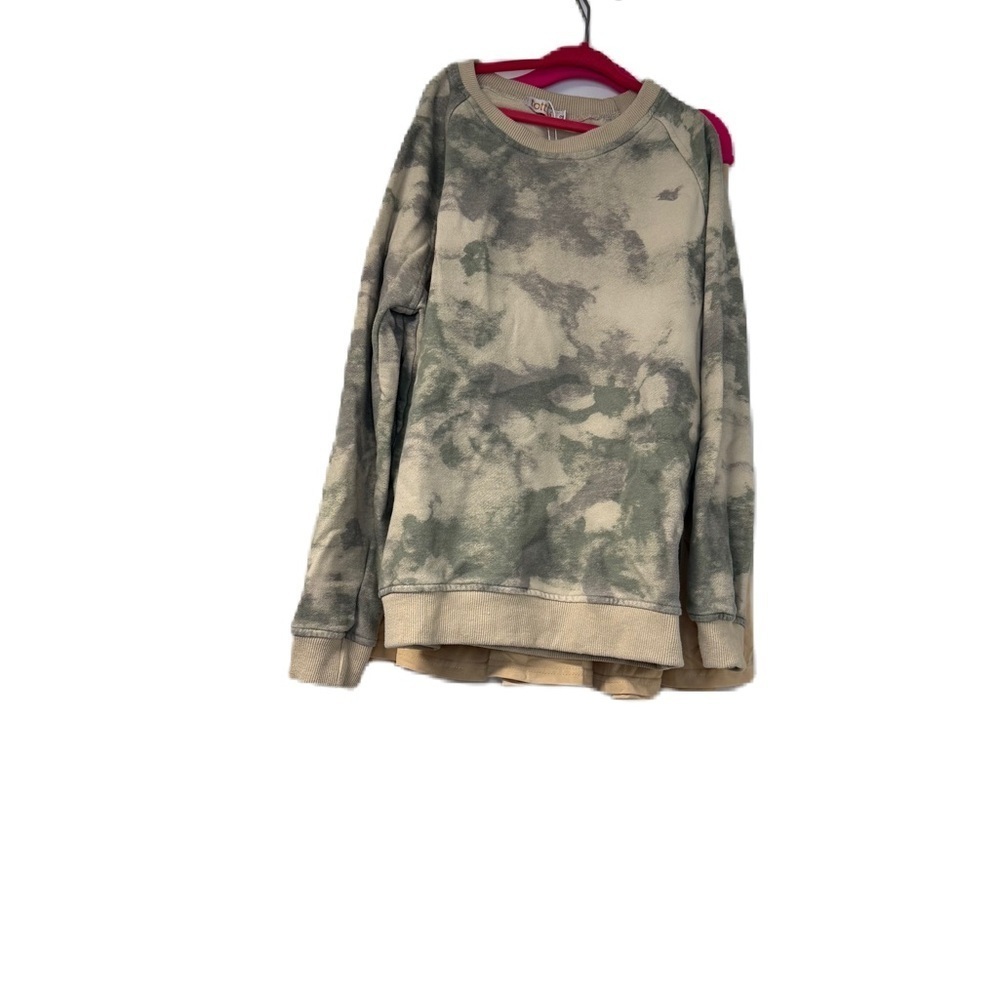Girls 10/12 Green Tan Tie-Dye Pullover & Skirt casual fun